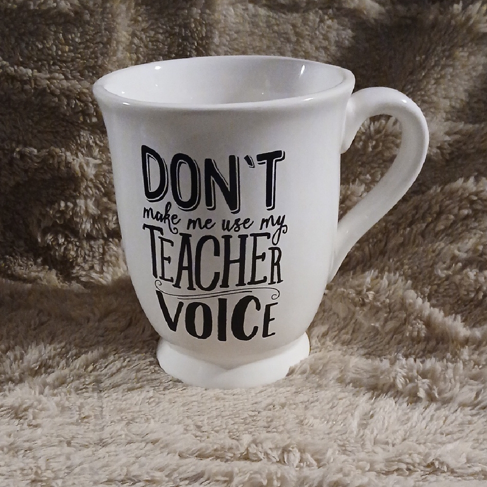 White Ceramic Mug with Black Text